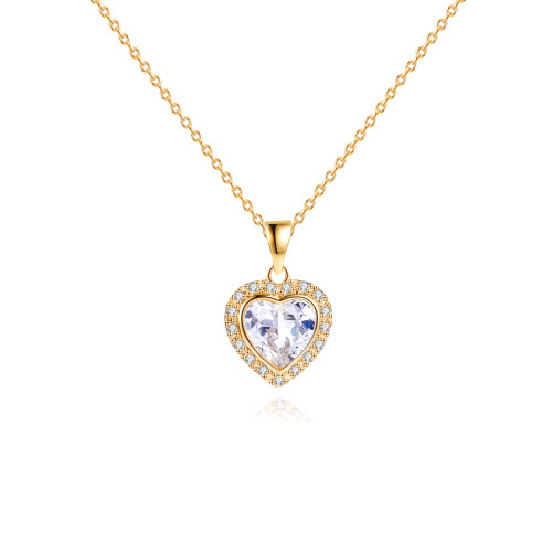 18K Gold Plated Crystal Heart Necklace
