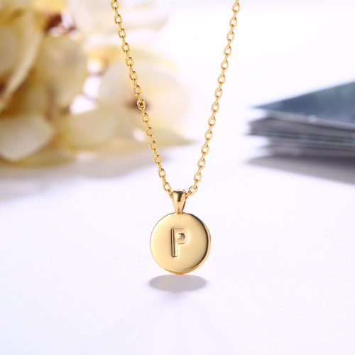 18K Gold Plated Monogram Necklace - P