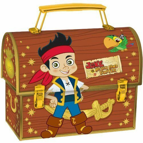 Jake and the Neverland Pirates Rounded Rectangular Tin Pencil Case - Brown map