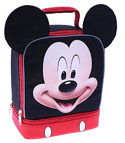 Mickey Mouse 3D Ears Dual Compartment Cloth Lunch Box - Red