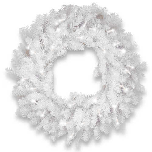 30” Pre-Lit Dunhhill White Fir Artificial Christmas Wreath - Clear Lights