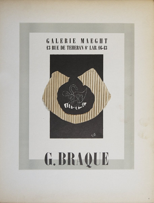 GEORGES BRAQUE Galerie Maeght 12.5" x 9.25" Lithograph 1959 Cubism Brown - XX7638