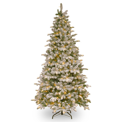 7.5’ Pre-Lit Snowy Everest Fir Artificial Christmas Tree, Clear Lights