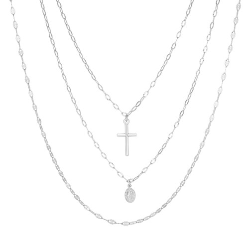 Sterling Silver Religious Cross Chain Necklace, 18" - BHSD21316-29