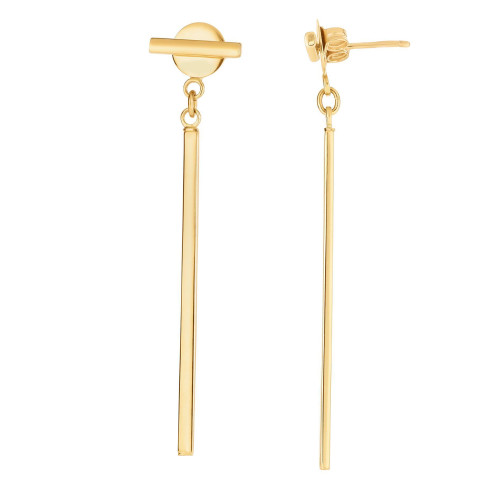 14K Yellow Gold Hanging Bar Drop Earrings - FS5814