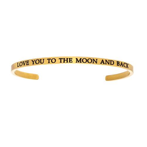 Intuitions Stainless Steel LOVE YOU TO THE MOON AND BACK Diamond Accent Cuff  Bangle Bracelet, 7"