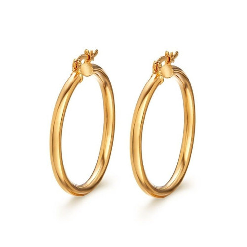 18K Gold Plated 5mm Hoop Earrings - 40mm  