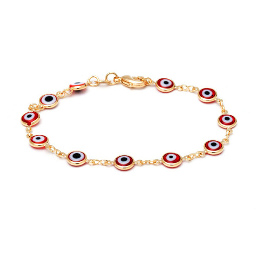 18K Gold Plated Red Evil Eye Bracelet