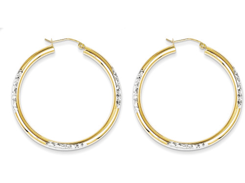 FJC Finejewelers 10k and Rhodium Bright Cut 3mm Hoop Earrings in 10 kt Yellow Gold 10TC358W
