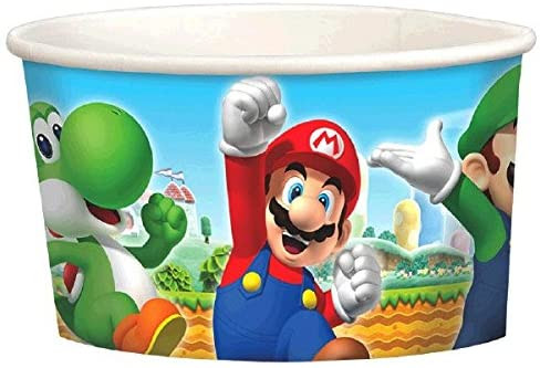 amscan Super Mario Brothers Birthday Party Paper Treat Cup Favours, 9.5 Oz, Pack of 8 Party Supplies