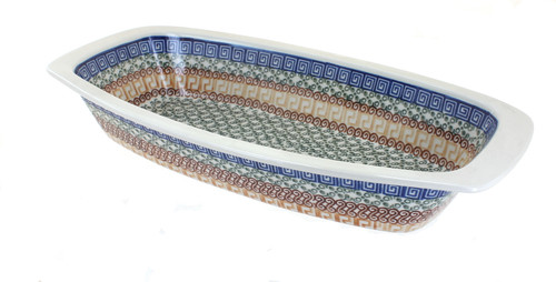 Blue Rose Polish Pottery Athena Long Serving Dish