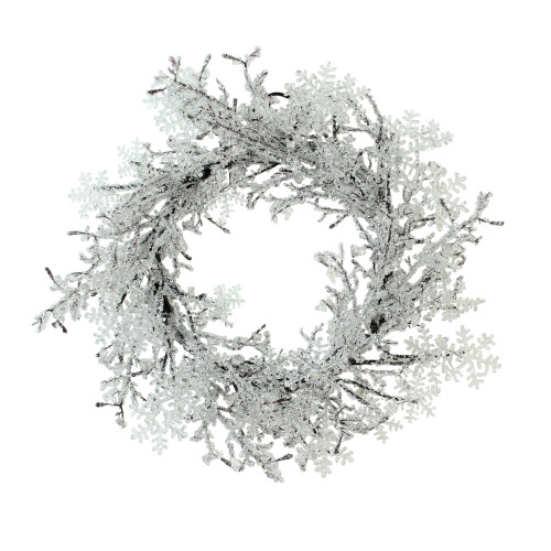 Clear Ice and Snowflakes on Black Twigs Artificial Christmas Wreath, 22-Inch - Unlit