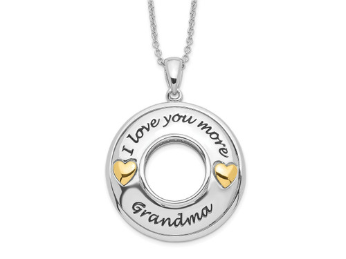 Sentimental Expressions Sterling Silver CZ I Love You More Grandma Necklace 18 Inches x 26 mm GQQSX601T