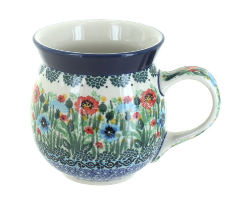 Blue Rose Polish Pottery Watercolor Garden Bubble Mug