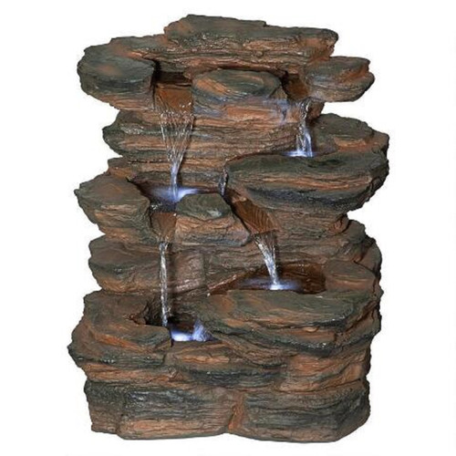 19" Ramrod Bluffs Hand Finished Illuminated Outdoor Garden Fountain