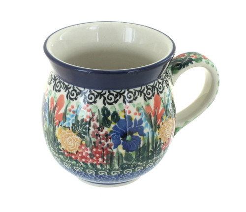 Blue Rose Polish Pottery Summer Blooms Bubble Mug