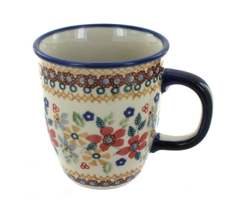 Blue Rose Polish Pottery Red Daisy Coffee Mug