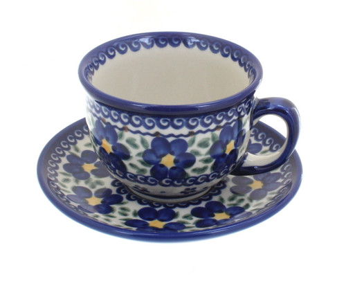 Blue Rose Polish Pottery Spring Blossom Cup & Saucer
