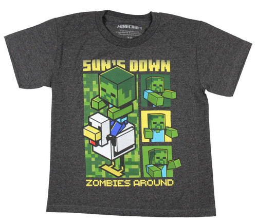 Minecraft Boy's Sun Is Down Zombies Around Chicken T-Shirt