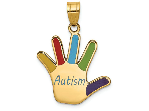 Finejewelers 14k Yellow Gold Enameled Autism Handprint Charm