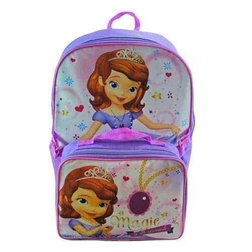 Disney Sofia the First 16 Backpack School Bag with Detachable Lunch Kit