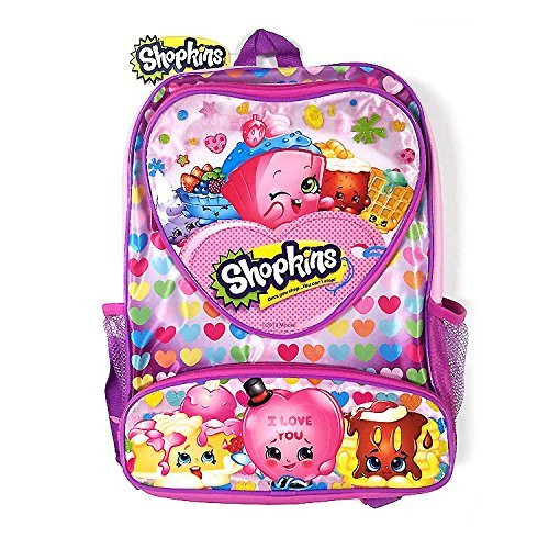 Shopkins 16 Large School Backpack with Heart Shaped Double Pockets : Desserts