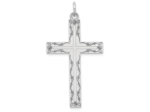 FJC Finejewelers 14k White Gold Laser Designed Cross Charm 22 x 40mm XR1015B