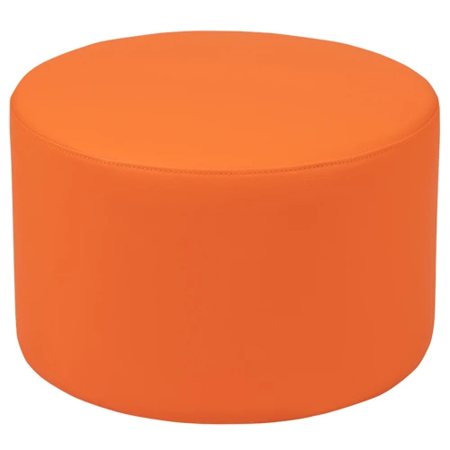 12" Orange Solid Upholstered Round Daycare Modular Ottoman