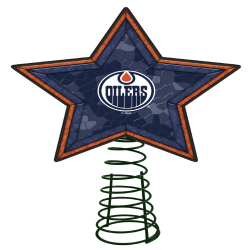10" Lighted Blue and Orange Star NHL Edmonton Oilers Christmas Tree Topper