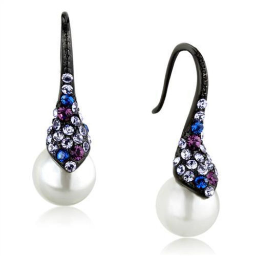 Women's Stainless Steel Earrings with White Synthetic Pearl