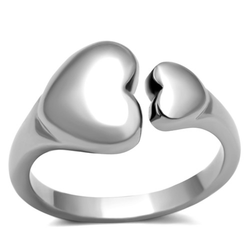 Women's Stainless Steel Heart Shaped Ring - Size 5 (Pack of 3)
