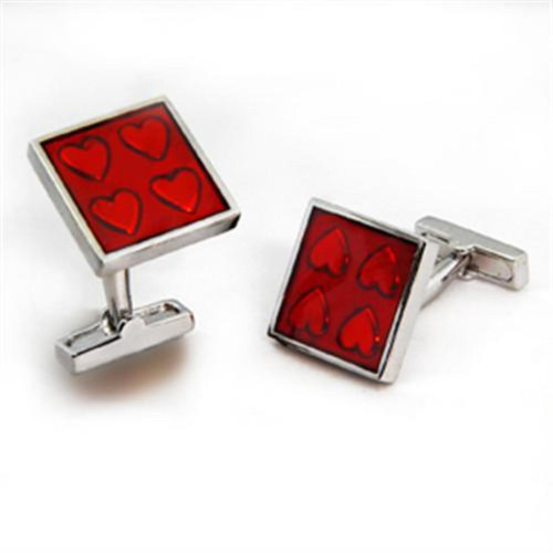 Men's Rhodium Plated Cufflink with Siam Epoxy (Pack of 3)