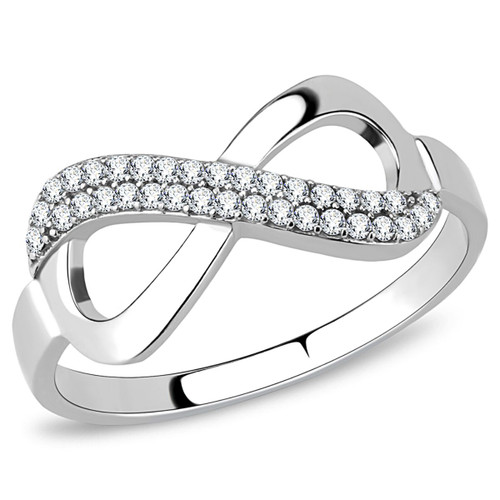 Women's Stainless Steel Infinity Shaped Ring with Cubic Zirconia - Size 8 (Pack of 2)