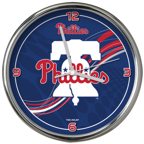 11.5" Blue and White MLB Philadelphia Phillies Dynamic Chrome Wall Clock