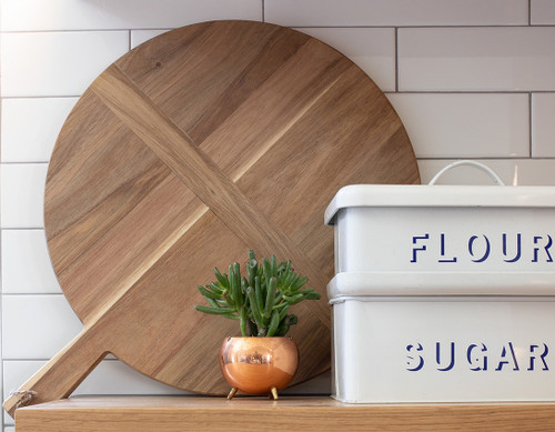 Chloe and Cotton Natural Round Acacia Wood Bread Board 17"