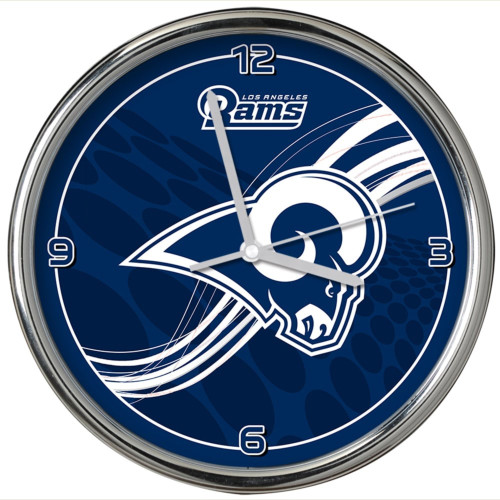 11.5" Blue and White NFL Los Angeles Rams Dynamic Chrome Wall Clock