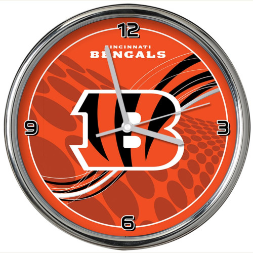 11.5" Orange and Black NFL Cincinnati Bengals Dynamic Chrome Wall Clock