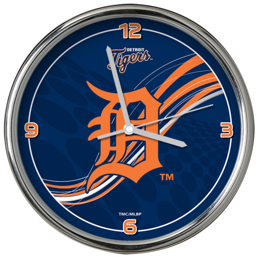 11.5" Blue and Orange MLB Detroit Tigers Dynamic Chrome Wall Clock