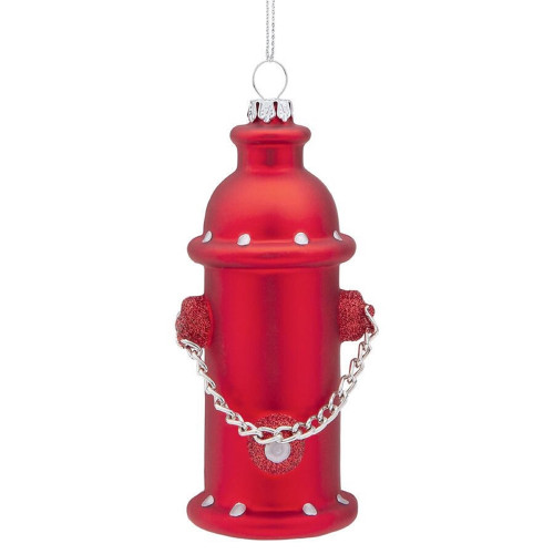5" Blown Glass Christmas Fire Hydrant Ornament