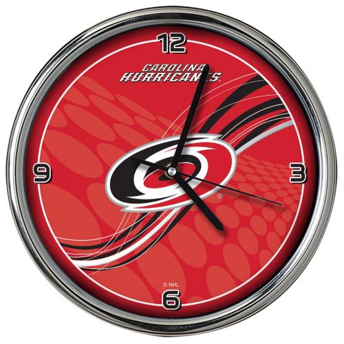 11.5" Red and Black NHL Carolina Hurricanes Dynamic Chrome Wall Clock