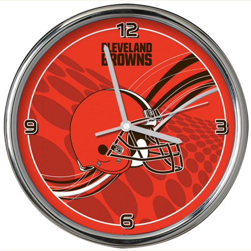 11.5" Red and Black NFL Cleveland Browns Dynamic Chrome Wall Clock
