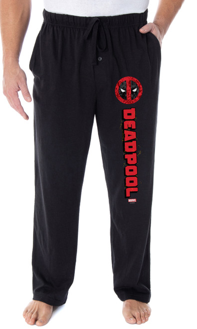 Marvel Mens' Deadpool Logo Paint Splatter Lounge Pajama Pants - 763059921473