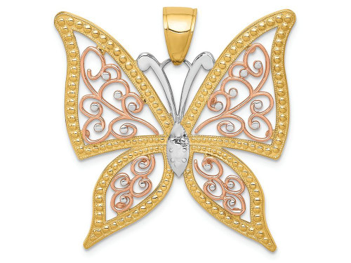 FJC Finejewelers 14k Yellow Rose Gold with with Rhodium Bright Cut Butterfly Charm K3249AS