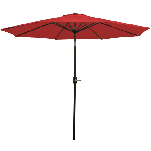 Sunnydaze Aluminum Outdoor Patio Market Umbrella with Tilt and Crank - 9' - Red
