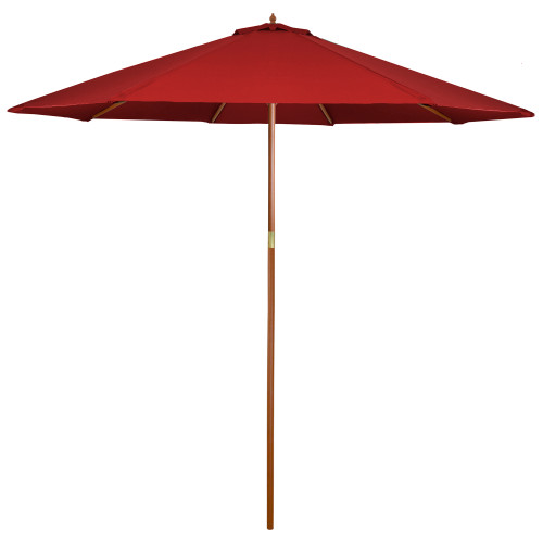 8.5ft Outdoor Patio Market Umbrella with Wooden Pole, Red