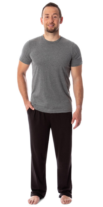 Intimo Men's 2 Piece Pajama Set Cotton/Poly Blend Jersey Knit Lounge Pants With Soft T-Shirt Top - 763059928908