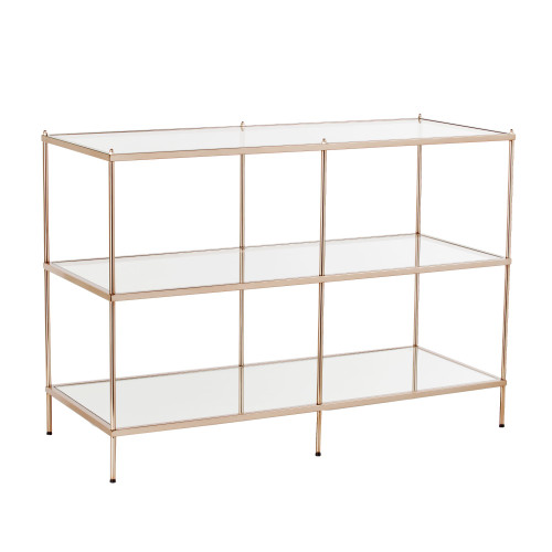 42" Clear and Gold Contemporary Console Table with Shelves