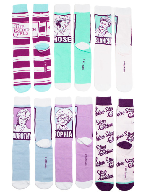 Bioworld Adult Mens 6 Pair Golden Girls Casual Crew Socks Betty White