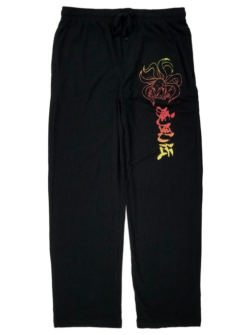 Naruto Shippuden Mens Black Nine-Tails Lounge Pant Sleep Pants Pajama Bottoms