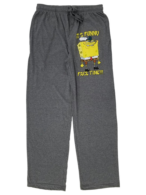 Spongebob Squarepants Mens Gray Funny Face Time Sleep Pants Pajama Bottoms - a070221sbspgrayfunnyface XL